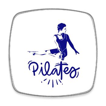 Pilates Silhouette Bleu Dédié - Magnet carré - blanc - Devant