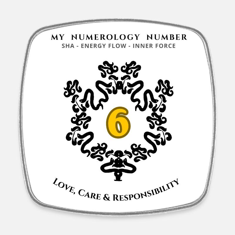 Numéro 6 Symbole d’amour, de soin et de responsabilité - Magnet carré - blanc