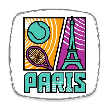 Maillot du tournoi de tennis de Paris, tennis rétro - Magnet carré - blanc - Devant
