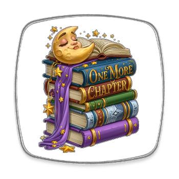 One More Chapter Sleeping Moon Book Lover - Square fridge magnet - white - Front