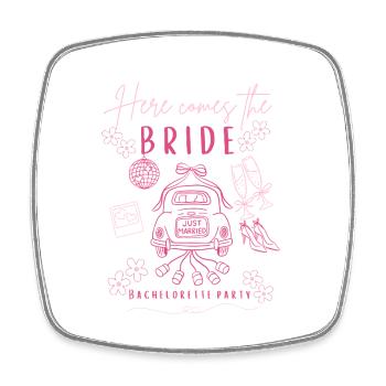 Brautparty Pink: Junggesellenabschied Braut Bride - Viereckiger Kühlschrankmagnet - Weiß - Vorne