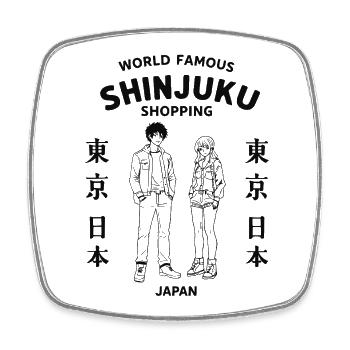 Shinjuku Shopping Japan - Viereckiger Kühlschrankmagnet - Weiß - Vorne