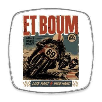 AND BOOM - Square fridge magnet - white - Front