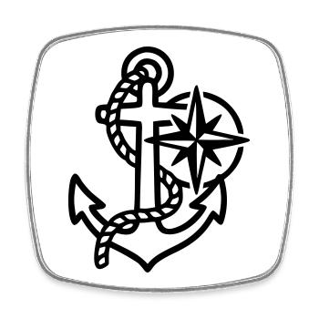 Anchor Wind Rose Maritime Logo - Magnet carré - blanc - Devant