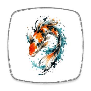 Éclaboussure de carpes koi aquarelle - Magnet carré - blanc - Devant