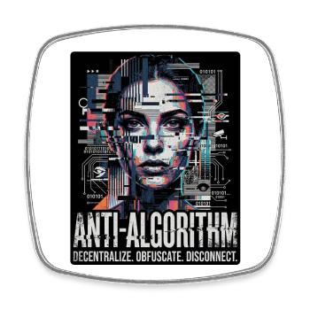 Anti Algorithm - Square fridge magnet - white - Front