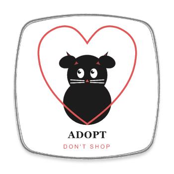 AdoptDontShop Katzenherz-Emblem - Viereckiger Kühlschrankmagnet - Weiß - Vorne