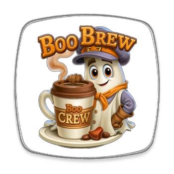 Boo Brew Barista Ghost - Square fridge magnet - white - Front