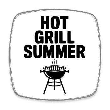 Grill chaud Été - Magnet carré - blanc - Devant