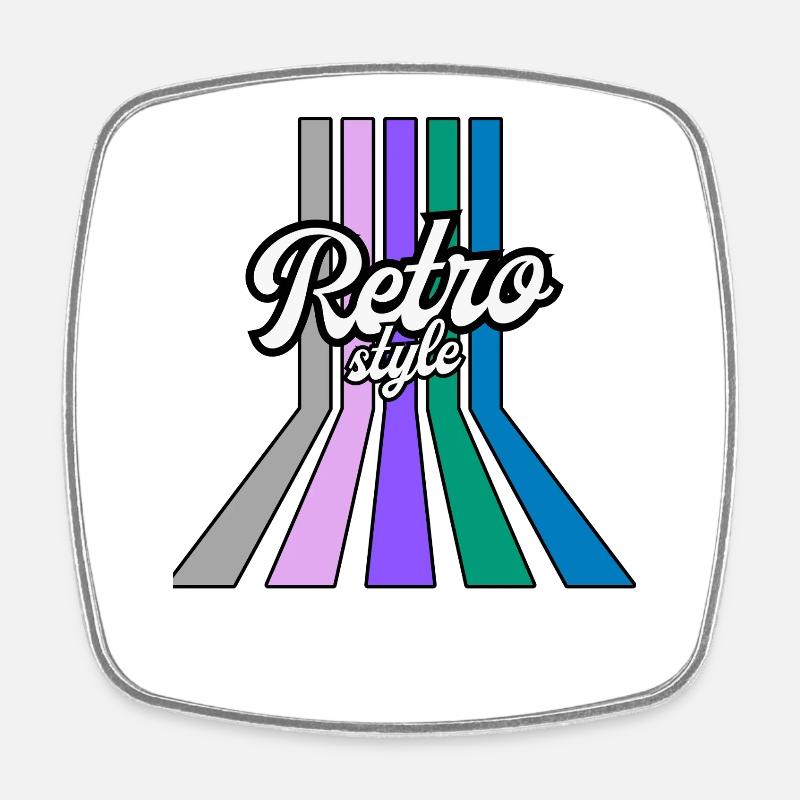 StyleRétro Rayures Multicolores - Magnet carré - blanc