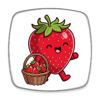Funny strawberry - Square fridge magnet - white - Front
