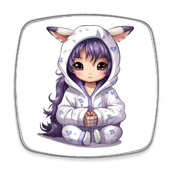 Chibi Häschen Hoodie Stil - Viereckiger Kühlschrankmagnet - Weiß - Vorne