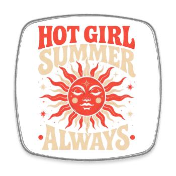 Hot Girl Summer Always - Retro Sonne - Viereckiger Kühlschrankmagnet - Weiß - Vorne