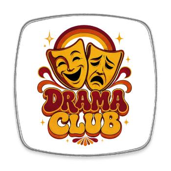 Drama Club Retro Theater - Masken Schauspieler - Viereckiger Kühlschrankmagnet - Weiß - Vorne