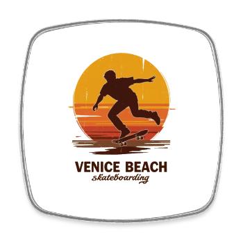 Venice Beach Sunset Skateboarder - Viereckiger Kühlschrankmagnet - Weiß - Vorne