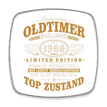 Oldtimer Baujahr 1966 geboren 60. Geburtstag - Viereckiger Kühlschrankmagnet - Weiß - Vorne