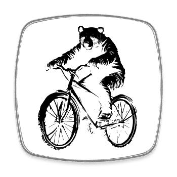 Bicycle Bear - Square fridge magnet - white - Front