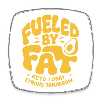 Alimenté par la motivation keto grasse - Magnet carré - blanc - Devant