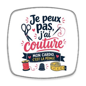 Je peux pas j'ai couture pédale - Magnet carré - blanc - Devant