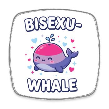 Mois de la fierté LGBT - Bisexuelle whale - Magnet carré - blanc - Devant