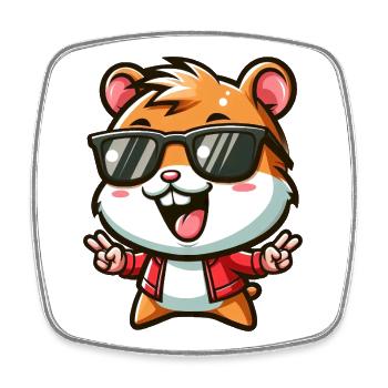 Cool Hamster Guinea Pig Cartoon Sun - Square fridge magnet - white - Front
