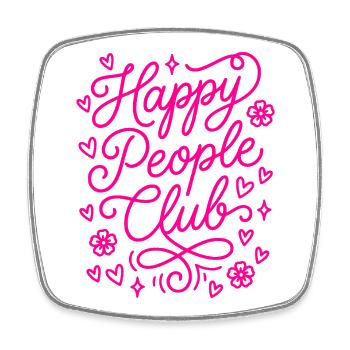 Happy People Club - Square fridge magnet - white - Front