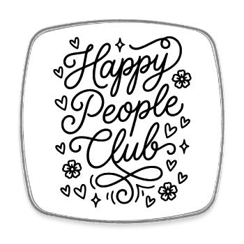 Happy People Club - Square fridge magnet - white - Front