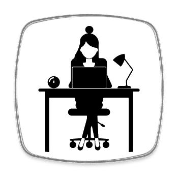 Woman Computer Job Office - Square fridge magnet - white - Front