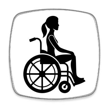 Femme en fauteuil roulant - Magnet carré - blanc - Devant