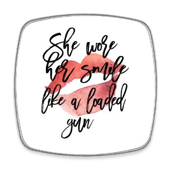 Watercolor Lip Kiss with Script - Square fridge magnet - white - Front