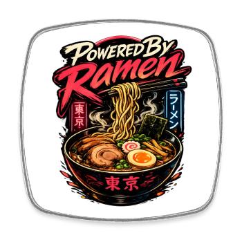 Powered By Ramen Japan Food - Viereckiger Kühlschrankmagnet - Weiß - Vorne