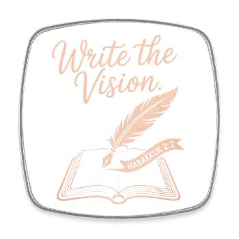 Write the Vision - Feather & Open Book - Square fridge magnet - white - Front