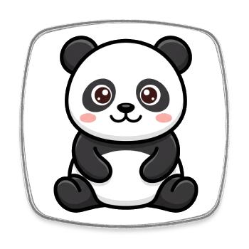 Panda Plush Kawaii Cartoon - Square fridge magnet - white - Front