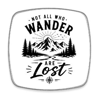 Not All Who Wander Are Lost – Vintage Mountain - Viereckiger Kühlschrankmagnet - Weiß - Vorne