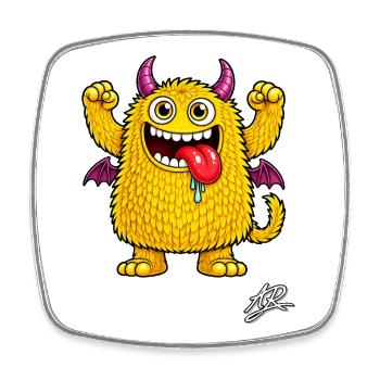 Orange Monster - Viereckiger Kühlschrankmagnet - Weiß - Vorne