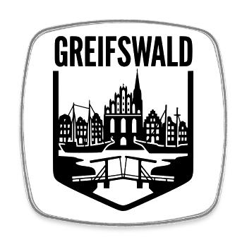 Greifswald Silhouette Wahrzeichen - Viereckiger Kühlschrankmagnet - Weiß - Vorne