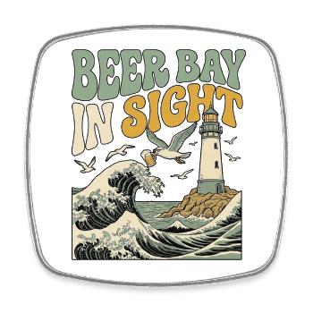 Beer Bay Kawaii - Magnet carré - blanc - Devant