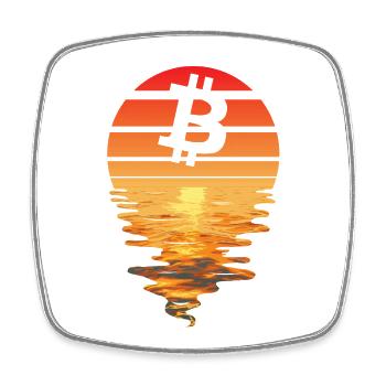 Bitcoin Retro Sunnendoom - Magnet carré - blanc - Devant