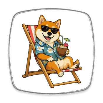 Shiba Sandpiper with Cocktail - Square fridge magnet - white - Front