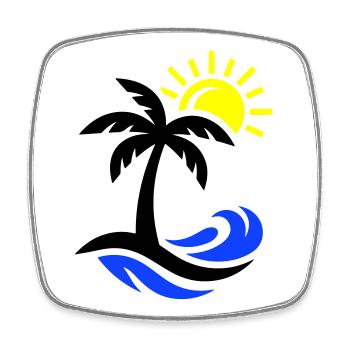 Palm Tree Beach Ocean - Square fridge magnet - white - Front