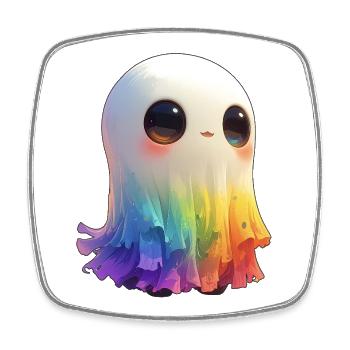 Creepy Cute Rainbow Ghost - Viereckiger Kühlschrankmagnet - Weiß - Vorne