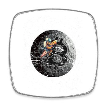 Bitcoin jusqu’à la Lune - Magnet carré - blanc - Devant