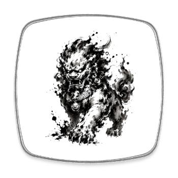 Ink Foo Chien Gardien - Magnet carré - blanc - Devant