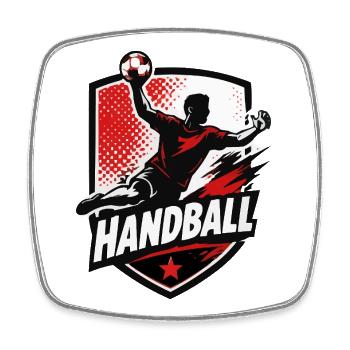 Motif de bouclier de handball avec balle - Magnet carré - blanc - Devant