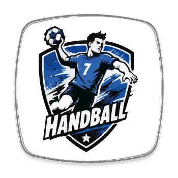 Handball Striker Blue Shield - Square fridge magnet - white - Front