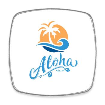 Aloha Palm and Vague Soleil - Square fridge magnet - white - Front