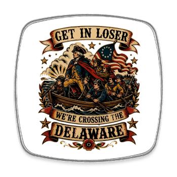 Die Delaware Retro überqueren | Humor Geschichte USA - Viereckiger Kühlschrankmagnet - Weiß - Vorne