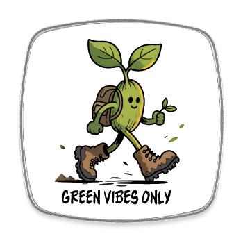 Ecological Plant on a hike - Square fridge magnet - white - Front