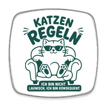 Katzen regeln konsequent Humor - Viereckiger Kühlschrankmagnet - Weiß - Vorne