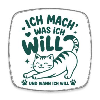 Ich mach was ich will Katze - Viereckiger Kühlschrankmagnet - Weiß - Vorne
